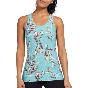 CALIA by Carrie Underwood Blue Floral "Garden Gate" Fitted Move Tank Top Shirt